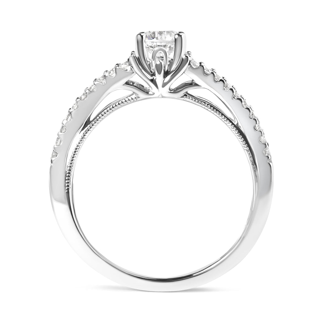 14K White Gold 5/8 Cttw Diamond Split Shank Engagement Ring (G-H Color, VS2-SI1 Clarity) - Size 7