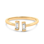 14K Yellow Gold Plated Sterling Silver 1/5 Cttw Baguette Diamond Open Band Ring
