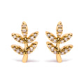 10K Yellow Gold 1/10 Cttw Diamond Accent Leaf and Branch Stud Earrings (H-I Color, I1-I2 Clarity)