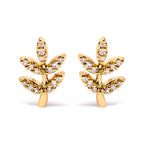 10K Yellow Gold 1/10 Cttw Diamond Accented Leaf and Branch Stud Earrings (H-I Color, I1-I2 Clarity)