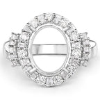 0.83 Carat Genuine White Diamond 14K White Gold Semi Mount Ring - holds 11x9mm Oval Gemstone