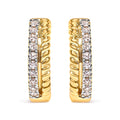 10K Yellow Gold 1/10 Cttw Diamond and Rope Twist Huggie Hoop Earrings (H-I Color, I1-I2 Clarity)