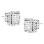 10K White Gold 1/2 cttw Invisible Set Princess-Cut Diamond Square Stud Earrings (I-J Color, I1-I2 Clarity)
