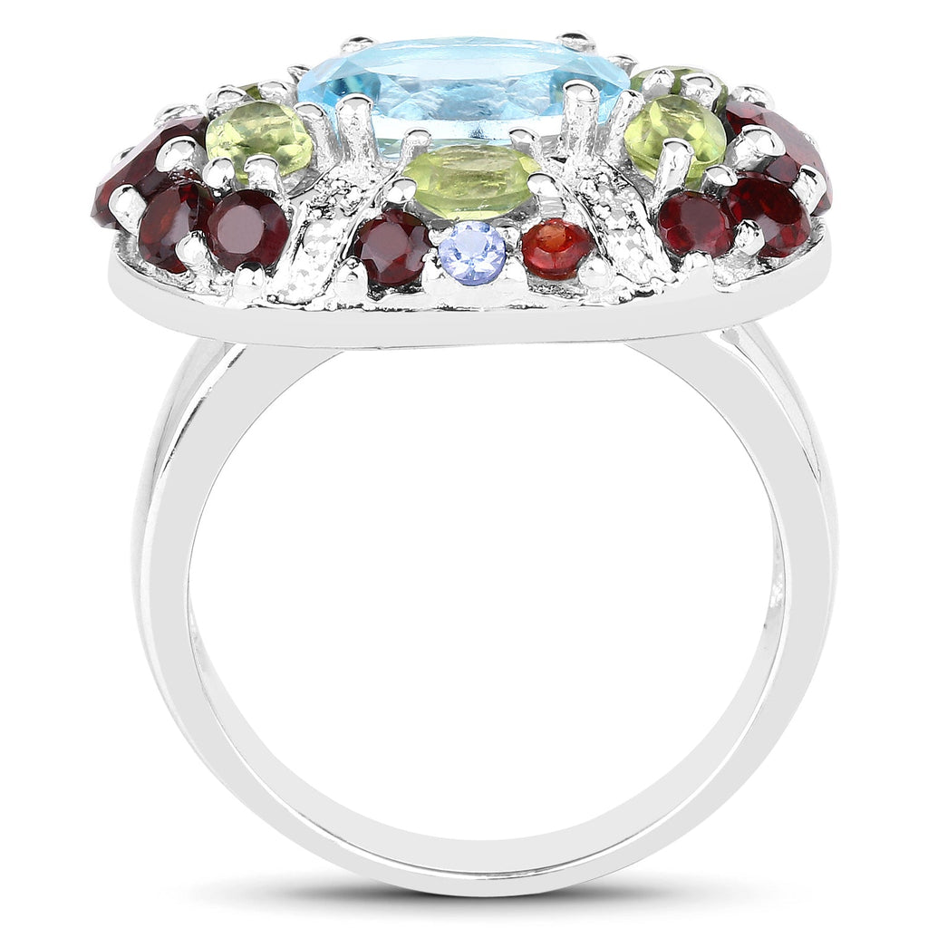 5.43 Carat Genuine Multi-Stone .925 Sterling Silver Ring