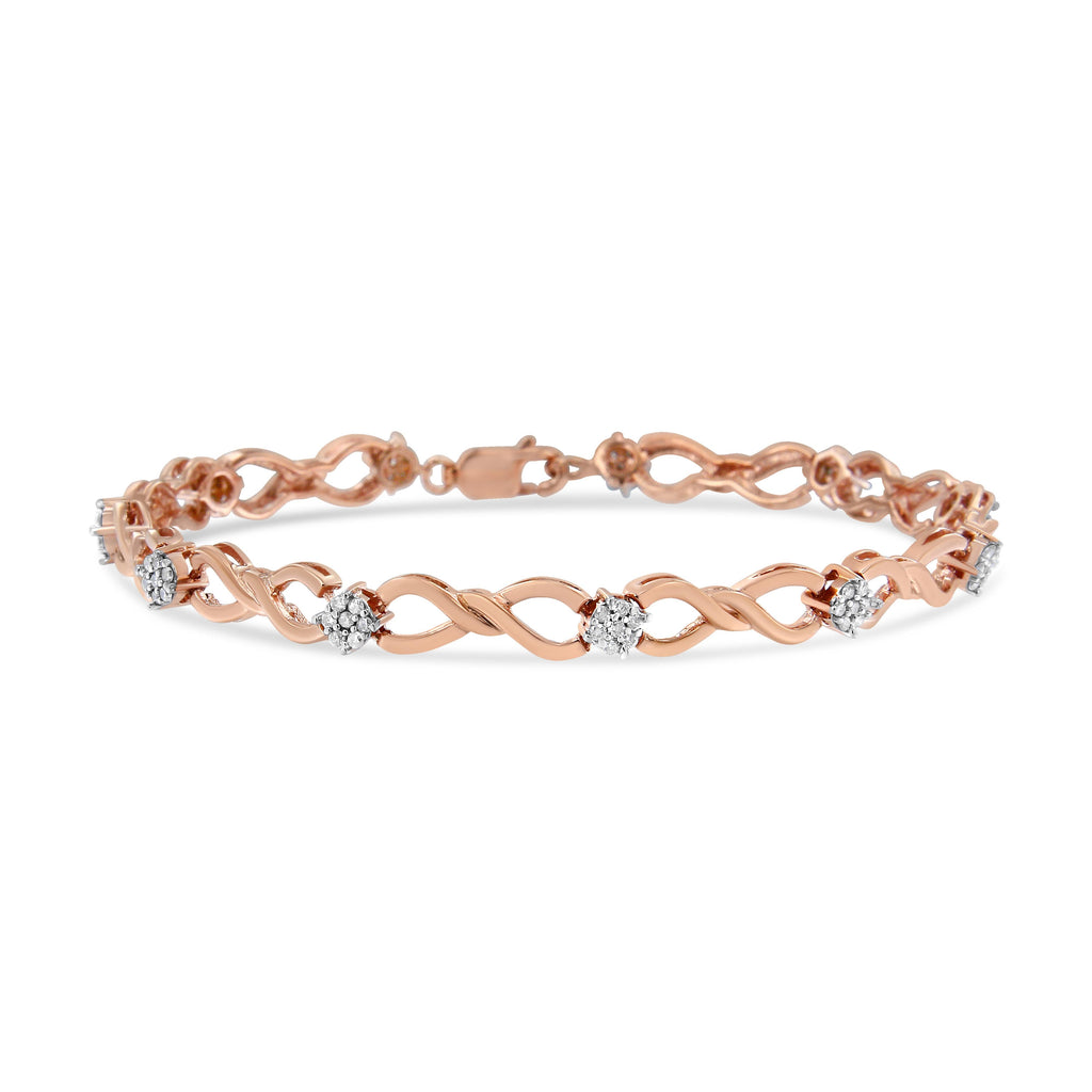 10K Rose Gold Plated .925 Sterling Silver 1/2 Cttw Diamond Infinity Link Tennis Bracelet (H-I Color, I2-I3 Clarity) -7"