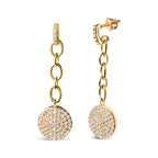 18K Yellow Gold Plated .925 Sterling Silver 1.0 Cttw Diamond Composite Cluster Dangle Chain Earrings (I-J Color, I1-I2 Clarity)