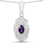 0.54 Carat Genuine Amethyst and White Topaz .925 Sterling Silver Pendant