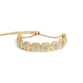 14k Yellow Gold Plated .925 Sterling 5/8 Cttw Diamond Composite Cushion Frame 4"-10" Adjustable Bolo Bracelet (G-H Color, I1-I2 Clarity)