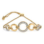 14K Yellow Gold Plated .925 Sterling Silver 1/10 Cttw Diamond Infinity Loop Adjustable Bolo Tennis Bracelet