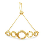 10K Yellow Gold over .925 Sterling Silver Diamond Accented Graduated Infinity Open Circle 6"-9" Adjustable Bolo Bracelet (H-I Color, I2-I3 Clarity)