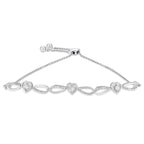 .925 Sterling Silver Diamond Accent Heart and Infinity 4â€-10â€ Adjustable Bolo Bracelet (I-J Color, I3 Clarity)