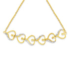 10K Yellow Gold over .925 Sterling Silver Diamond Accented Open Hearts 6"-9" Adjustable Chain Bolo Bracelet (H-I Color, I2-I3 Clarity)