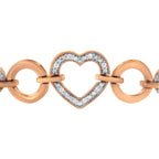 14K Rose Gold Plated .925 Sterling Silver Diamond Accent Circle and Heart Link Adjustable 6â€-10â€ Bolo Bracelet