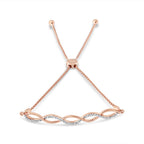 14K Rose Gold Plated .925 Sterling Silver 1/10 cttw Diamond Infinity Twist 4â€-10â€ Adjustable Bolo Bracelet (I-J Color, I2-I3 Clarity)