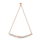 14K Rose Gold Plated .925 Sterling Silver Diamond Accent Layered Infinity Link and Heart Adjustable 4â€-10â€ Adjustable Bolo Bracelet (I-J Color, I3 Clarity)