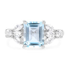 3.38 Carat Genuine Blue Topaz & White Topaz .925 Sterling Silver Ring