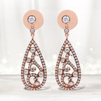 18K Rose Gold 1 1/4 Cttw Diamond Teardrop Shaped Drop and Dangle Screw Back Stud Earring (F-G Color, VS1-VS2 Clarity)
