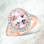6.94 Carat Genuine Kunzite and White Topaz .925 Sterling Silver Ring