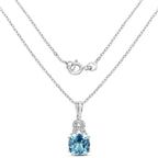 6.97 Carat Genuine Blue Topaz and White Topaz .925 Sterling Silver Pendant