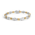10k Two-Toned Gold 2.00 Cttw Channel Set Baguette-Diamond Weave and "X" Spiral Link Bracelet (H-I Color, I1-I2 Clarity) - 7"