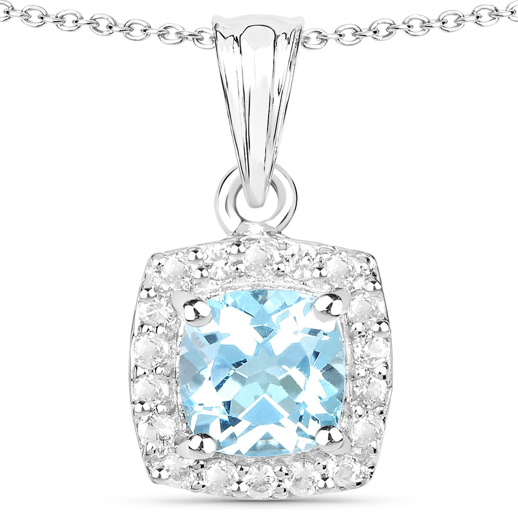 4.62 Carat Genuine Blue Topaz and White Topaz .925 Sterling Silver 3 Piece Jewelry Set (Ring, Earrings, and Pendant with Chain)