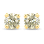 0.92 Carat Genuine LB Diamond 14K Yellow Gold Earrings