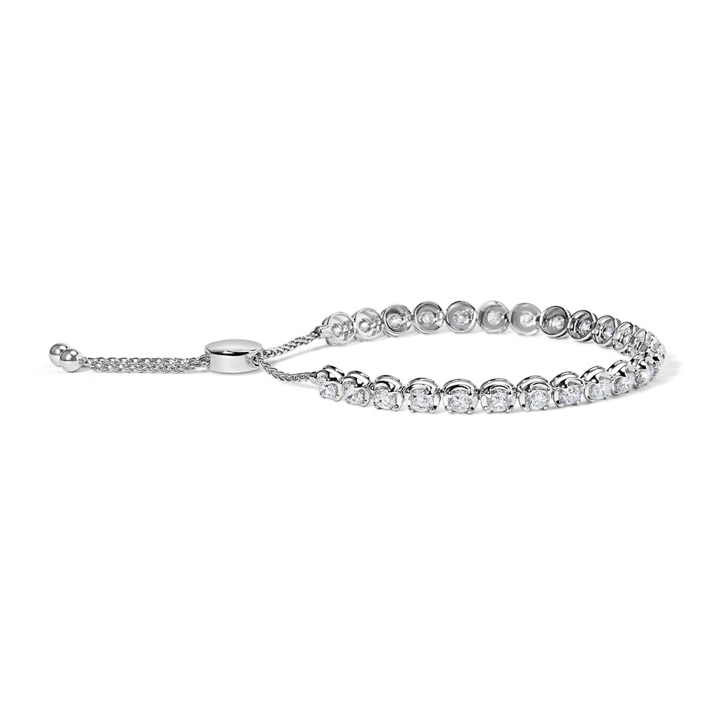 14K White Gold 6.00 Cttw Diamond 4"-10" Adjustable Bolo Tennis Bracelet (I-J Color, I1-I2 Clarity)