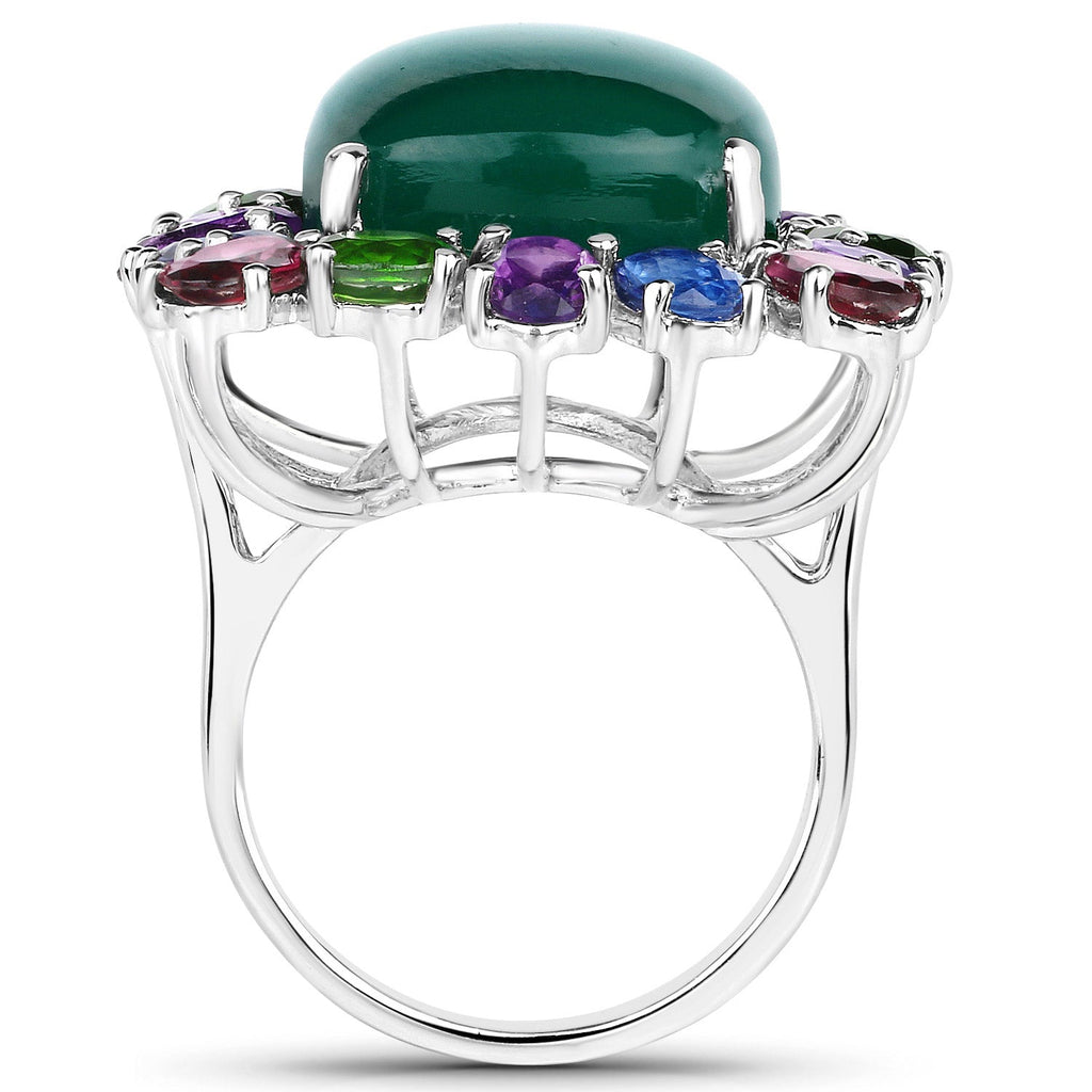 26.67 Carat Genuine Multi-Stone .925 Sterling Silver Ring
