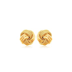 10k Yellow Gold Love Knot with Ridge Texture Earrings