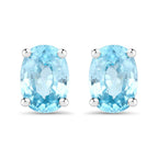 2.40 Carat Genuine Blue Zircon .925 Sterling Silver Earrings