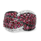 3.06 Carat Genuine Ruby & White Topaz .925 Sterling Silver Ring
