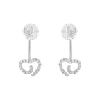 .925 Sterling Silver 1/4 Cttw Diamond Swirl Heart Front/Back Earrings (I-J Color, I2-I3 Clarity)
