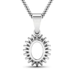 0.13 Carat Genuine White Diamond 14K White Gold Semi Mount Pendant - holds 8x6mm Oval Gemstone