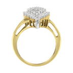 10K Yellow Gold 1/2 Cttw Round and Baguette-Cut Diamond Pear Ring (I-J Color, I1-I2 Clarity) - Size 7