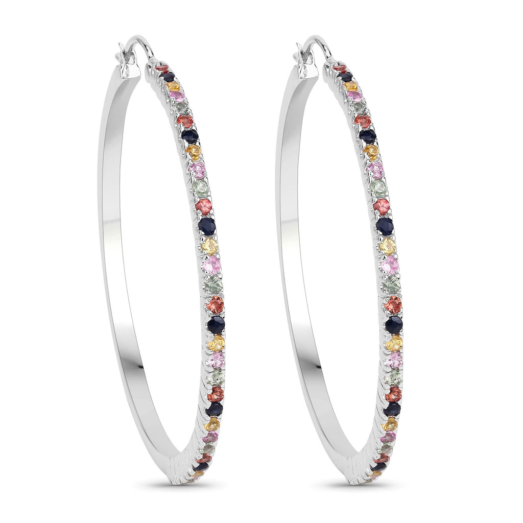 2.24 Carat Genuine Multi-Sapphire .925 Sterling Silver Earrings