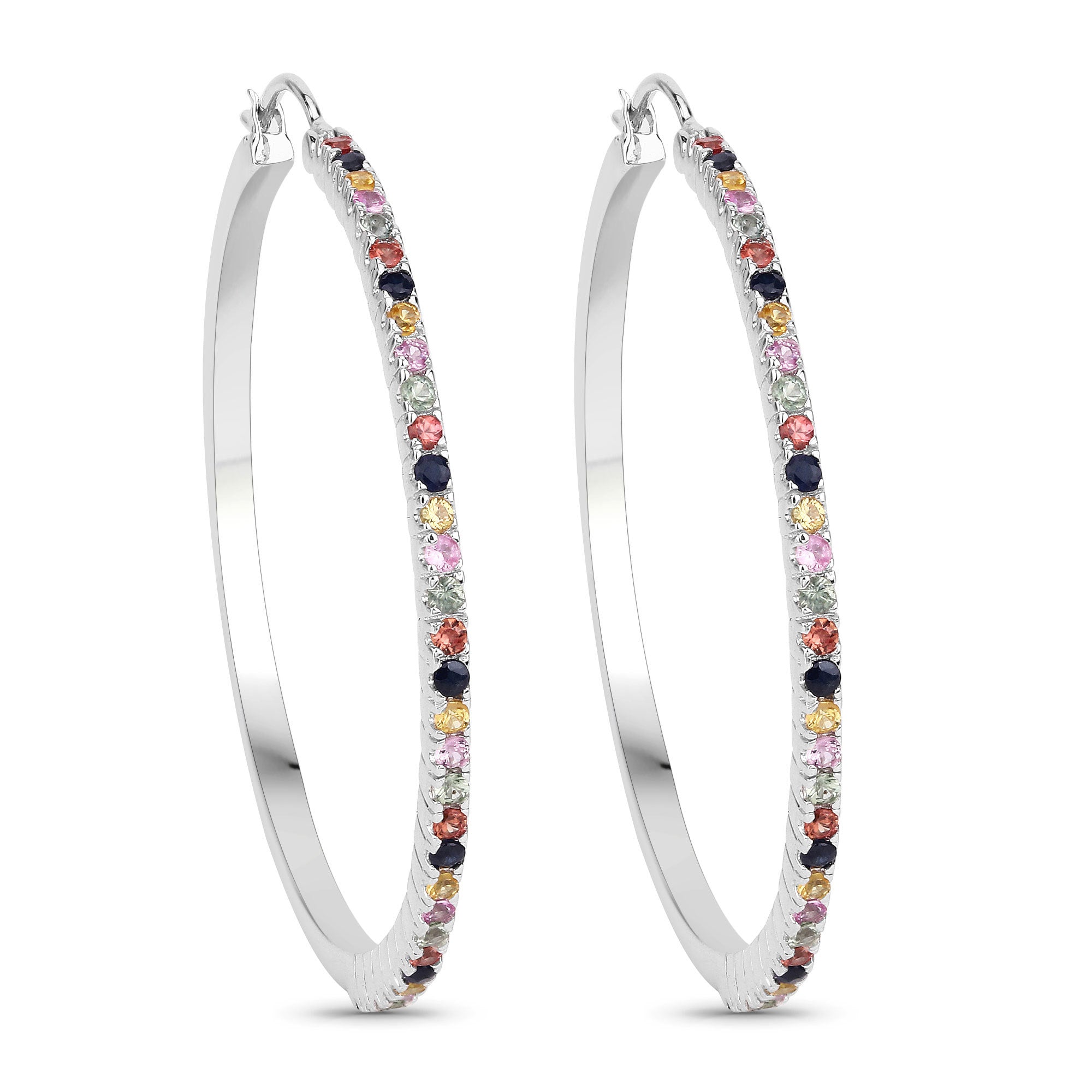 2.24 Carat Genuine Multi-Sapphire .925 Sterling Silver Earrings