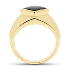 14K Yellow Gold Plated 2.00 Carat Genuine Black Onyx .925 Sterling Silver Ring
