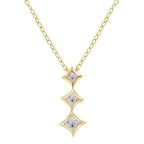 10K White Gold 1/5 Cttw Princess Cut Diamond 3 Stone Drop 18" Pendant Necklace (H-I Color, SI2-I1 Clarity)