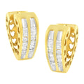 10K Yellow Gold 1/2 cttw Diamond Huggie Heart Hoop Earrings (I-J Clarity, I2-I3 Color)