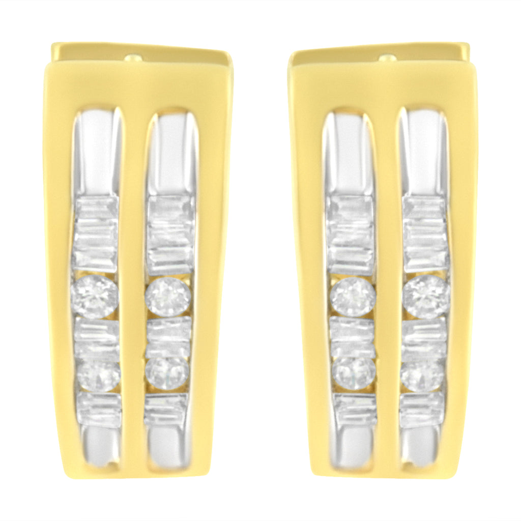 10K Yellow Gold 1/2 cttw Diamond Huggie Heart Hoop Earrings (I-J Clarity, I2-I3 Color)