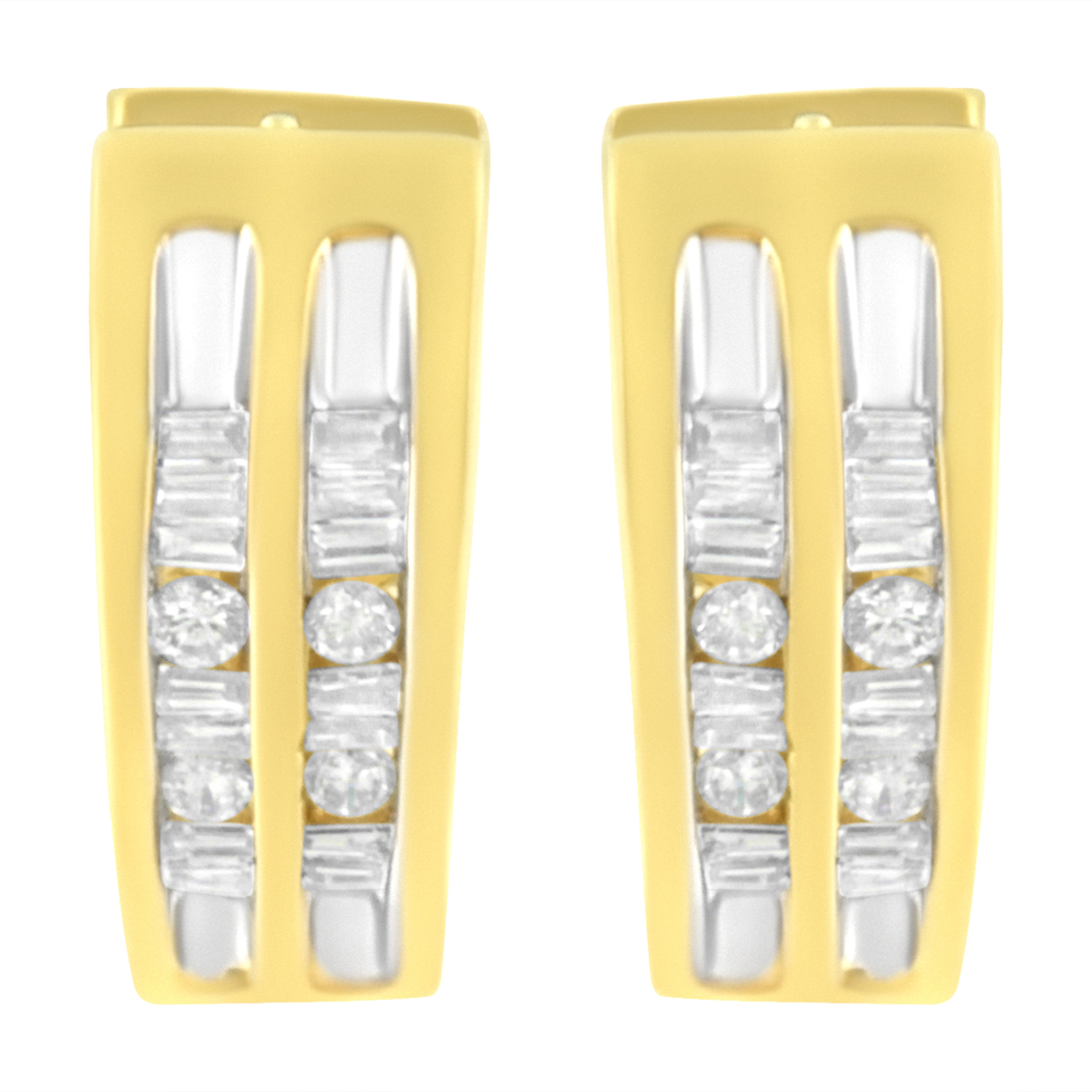 10K Yellow Gold 1/2 cttw Diamond Huggie Heart Hoop Earrings (I-J Clarity, I2-I3 Color)