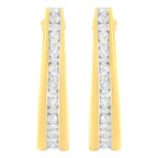 10K Yellow Gold 1 cttw Channel Set Diamond J-Hoop Earrings (H-I Clarity, I1-I2 Color)