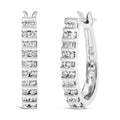 10K White Gold 1.0 Cttw Alternating Diamond "U" Hoop Earrings (I-J Color, I2-I3 Clarity)