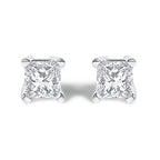 14K White Gold 1/2 Cttw Princess Cut Lab Grown Diamond Solitaire Stud Earrings (F-G Color, VS2-SI1 Clarity)
