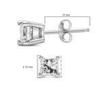 .925 Sterling Silver 1/4 Cttw Princess-Cut Diamond Solitaire Stud Earrings (H-I Color, I1-I2 Clarity)