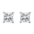 14K White Gold 1/2 Cttw Princess Cut Lab Grown Diamond Solitaire Stud Earrings (F-G Color, VS2-SI1 Clarity)
