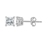 14K White Gold 1/2 Cttw Princess Cut Lab Grown Diamond Solitaire Stud Earrings (F-G Color, VS2-SI1 Clarity)