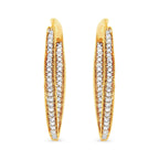 10K Yellow Gold 1/2 Cttw Round-Cut Diamond Modern Hoop Earrings (I-J Color, I2-I3 Clarity)