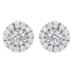 14k White Gold 1 cttw Diamond Halo Stud Earrings (I-J Clarity, I1-I2 Color)
