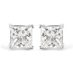 14K White Gold 1 1/2 Cttw Clarity Enhanced Princess Cut Diamond Solitaire Stud Earrings (I-J Color, I1-I2 Clarity)